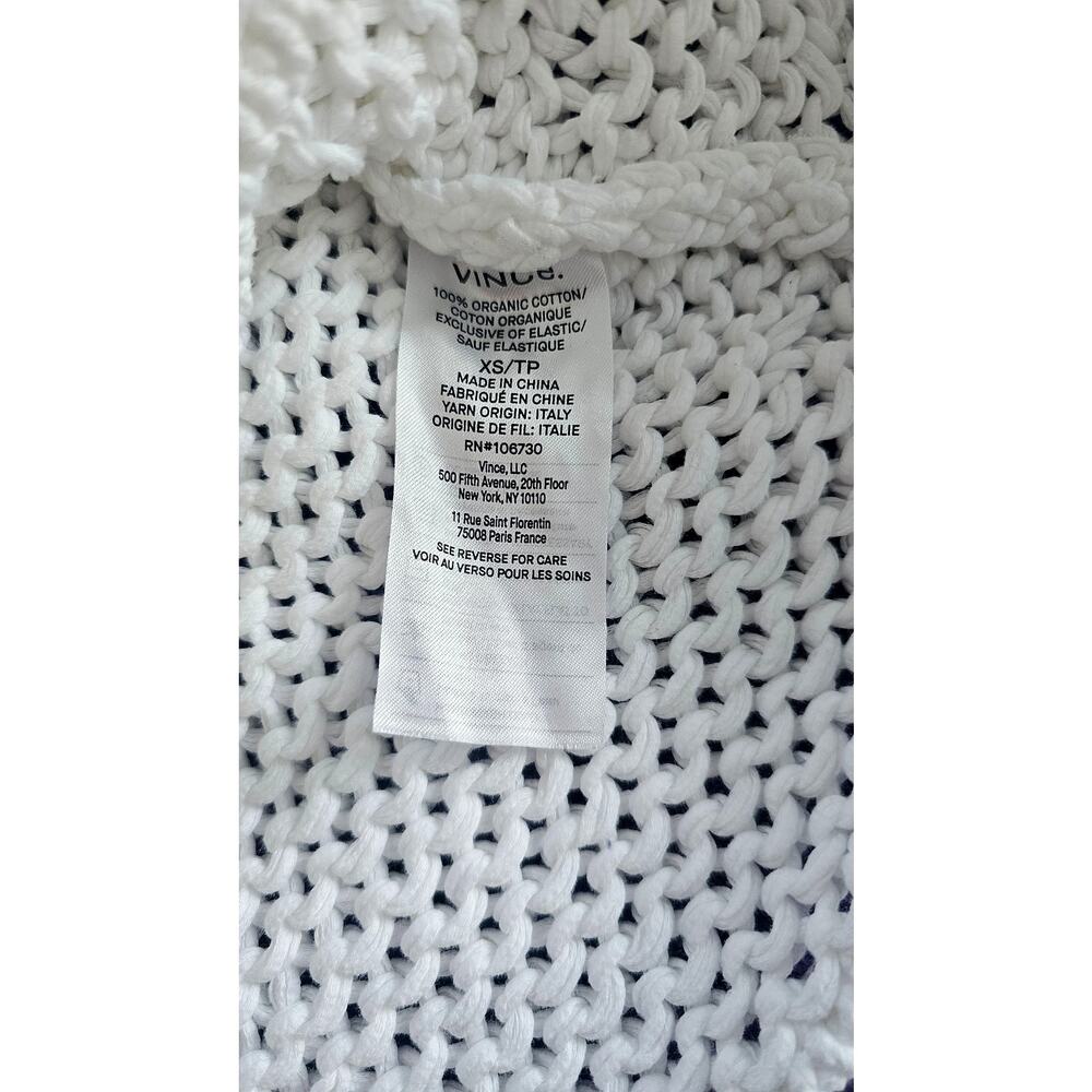 Vince Imported Organic Cotton Sweater White Cropped Open Knit Sz XS, New - Picture 5 of 7